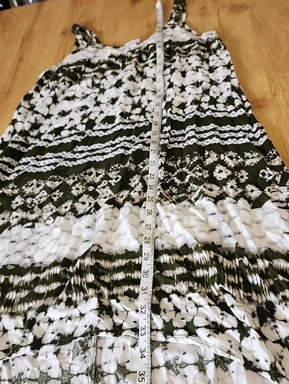 Merona Olive Green and White Printed High-Low Dress - Picture 4 of 7